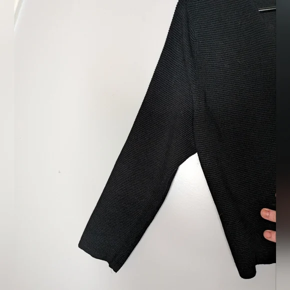 Charter Club Cardigan Sweater Black TexturedOpen Front Cropped Size M - Picture 6 of 16